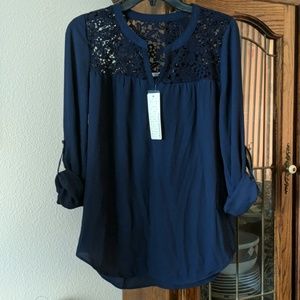 Daniel Rainn Lace Insert Blouse